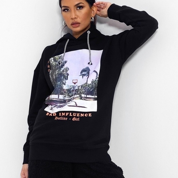 Misguided Tall Bad Influence Hoodie Size 4 - Picture 1 of 8